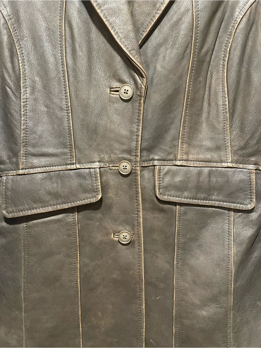 Vintage 90s Isabella Bird Sz M Mid-length Med-Dark Brown Genuine Leather Coat - Picture 3 of 11